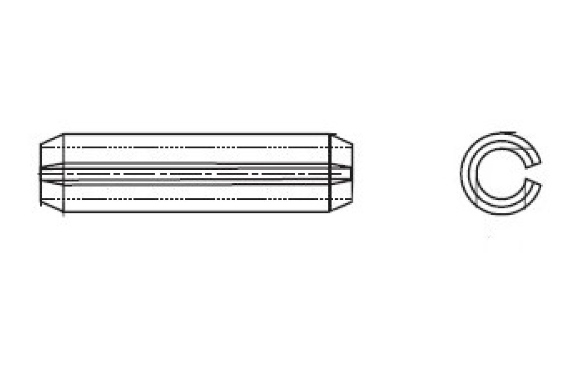 DIN 7346 Штифт пружинный цилиндрический с прорезью без покрытия