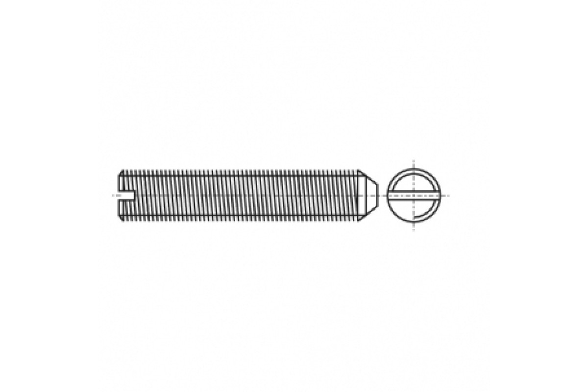 DIN 553 латунь Гвинт установочний з прямим шліцем і конічним кінцем