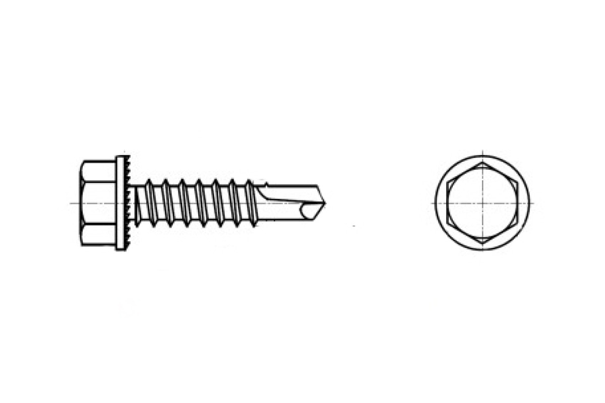 DIN 7504 K цинк Саморез с шестигранной зубчатой головкой и буром
