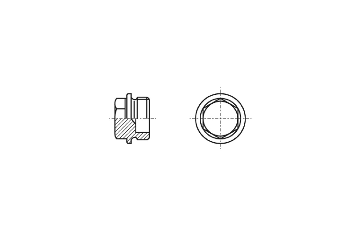 DIN 7604-A цинк Заглушка різьбова з шестигранною головкою і фланцем
