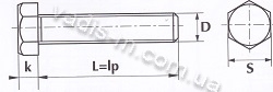Болт метрический HEX DIN 933 шестигранная головка-чертеж с размерами