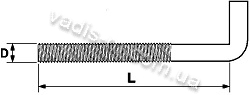 Гвинт-гачок L різь метрична-креслення з розмірами