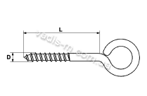 Шуруп-гачок О-креслення з розмірами