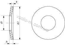 Шайба конусная пружинная DIN 6796-чертеж с размерами