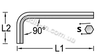 Ключ шестигранний L-креслення з розмірами